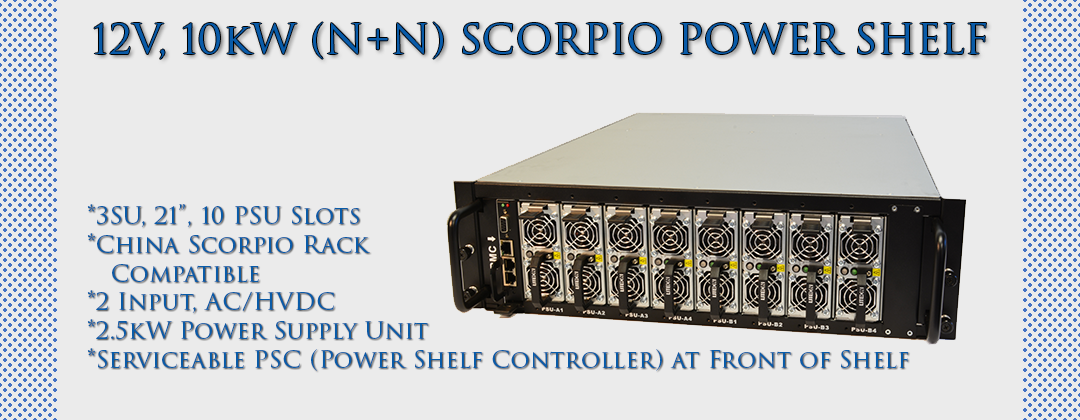 12V, 10kW, (N+N) Scorpio Power Shelf by Lite-On Cloud Infrastructure Power Solutions